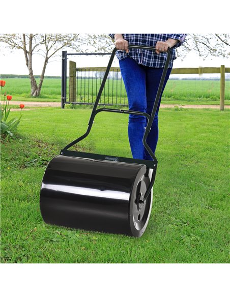 Outsunny φ50cm Steel Garden Lawn Roller Push Pull w/ Fillable Cylinder Water Sand Plug Lawn Flatten Seed Sow Rolling Drum w/ Han - pic 97858 | FastDaddyshop