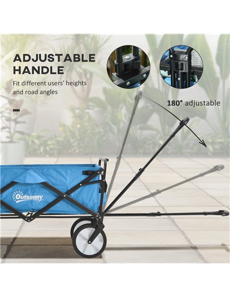 Outsunny Folding Garden Trolley Cart, Cargo Wagon Trailer for Beach & Outdoor Use, with Telescopic Handle, Blue 845-340BU - pic 97872 | FastDaddyshop