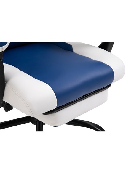 Vinsetto PU Leather Gaming Chair w/ Headrest, Footrest, Wheels, Adjustable Height, Racing Gamer Recliner, Blue White - pic 9799 | FastDaddyshop