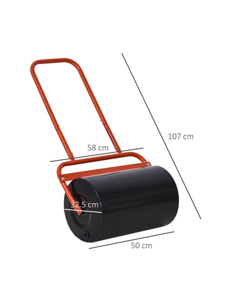 Outsunny Combination Push/Tow Lawn Roller Filled with 38L Sand (62kg) or Water, Perfect for the Garden, Backyard Φ32 x 50cm Roll - pic 98014 | FastDaddyshop