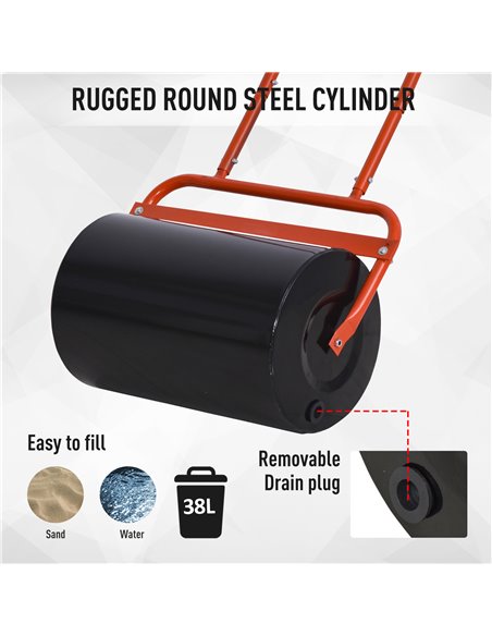 Outsunny Combination Push/Tow Lawn Roller Filled with 38L Sand (62kg) or Water, Perfect for the Garden, Backyard Φ32 x 50cm Roll - pic 98015 | FastDaddyshop