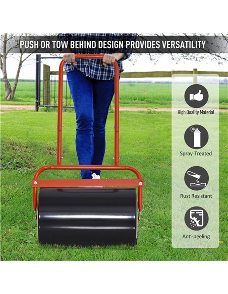 Outsunny Combination Push/Tow Lawn Roller Filled with 38L Sand (62kg) or Water, Perfect for the Garden, Backyard Φ32 x 50cm Roll - pic 98017 | FastDaddyshop