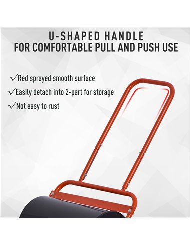 Outsunny Combination Push/Tow Lawn Roller Filled with 38L Sand (62kg) or Water, Perfect for the Garden, Backyard Φ32 x 50cm Roll