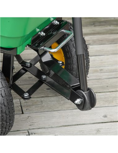 Outsunny 75 Litre Large Garden Cart Heavy Duty 4 Wheel Trolley Dump Wheelbarrow Tipping Truck Trailer - Green 845-636