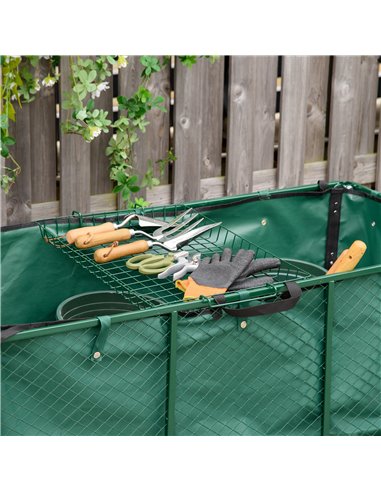 Outsunny Heavy Duty Garden Trolley with 4 Wheels, Metal Frame, and Pull Handle, Ideal for Gardening Tasks, Green 845-637