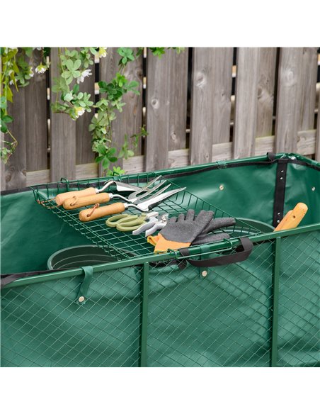 Outsunny Heavy Duty Garden Trolley with 4 Wheels, Metal Frame, and Pull Handle, Ideal for Gardening Tasks, Green 845-637 - pic 98055 | FastDaddyshop