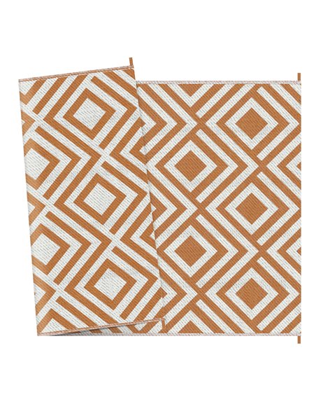 Outsunny Reversible Outdoor Rug, Waterproof Plastic Straw Mat with Carry Bag and Ground Stakes for Deck, RV, or Beach, Brown & W - pic 98120 | FastDaddyshop