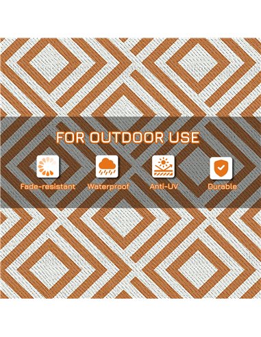 Outsunny Reversible Outdoor Rug, Waterproof Plastic Straw Mat with Carry Bag and Ground Stakes for Deck, RV, or Beach, Brown & W