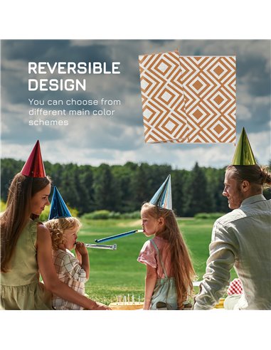 Outsunny Reversible Outdoor Rug, Waterproof Plastic Straw Mat with Carry Bag and Ground Stakes for Deck, RV, or Beach, Brown & W