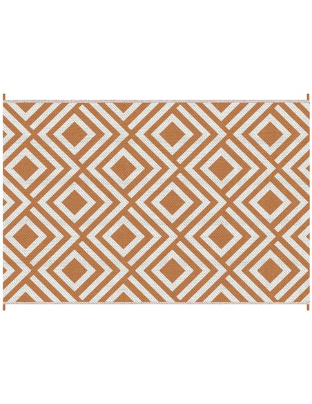 Outsunny Reversible Outdoor Rug, Waterproof Plastic Straw Mat with Carry Bag and Ground Stakes for Deck, RV, or Beach, Brown & W - pic 98127 | FastDaddyshop