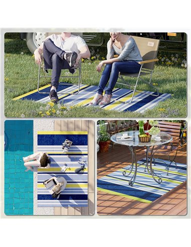 Outsunny Reversible Waterproof Outdoor Rug, Plastic Straw Mat for Deck, Beach, Camping, 121 x 182 cm 844-640V00MX