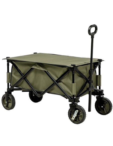 Outsunny Folding Garden Trolley on Wheels, Collapsible Camping Trolley with Folding Board, Outdoor Utility Wagon with Steel Fram - pic 98147 | FastDaddyshop