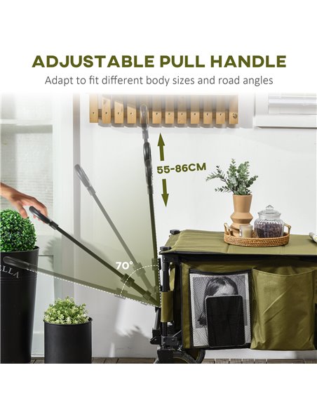 Outsunny Folding Garden Trolley on Wheels, Collapsible Camping Trolley with Folding Board, Outdoor Utility Wagon with Steel Fram - pic 98150 | FastDaddyshop
