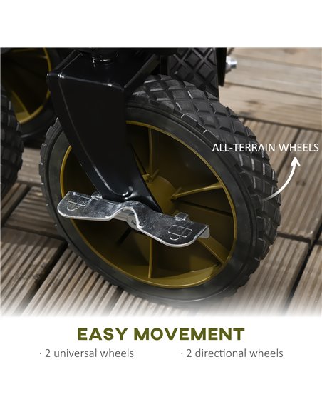 Outsunny Folding Garden Trolley on Wheels, Collapsible Camping Trolley with Folding Board, Outdoor Utility Wagon with Steel Fram - pic 98152 | FastDaddyshop