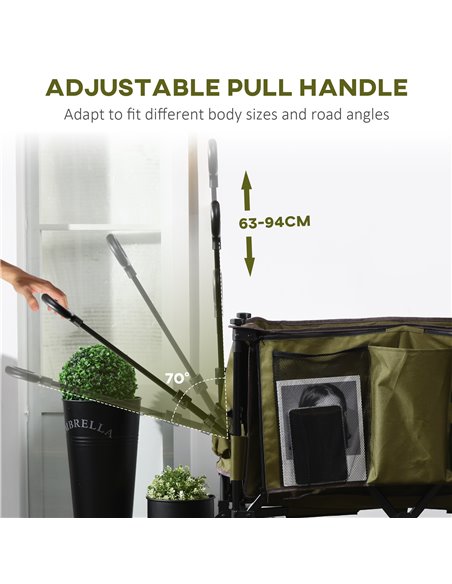 Outsunny Collapsible Garden Trolley, Folding Camping Cart, Outdoor Utility Wagon with Steel Frame, Green 845-848V00DG - pic 98159 | FastDaddyshop