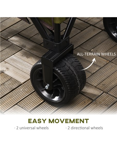 Outsunny Collapsible Garden Trolley, Folding Camping Cart, Outdoor Utility Wagon with Steel Frame, Green 845-848V00DG - pic 98161 | FastDaddyshop
