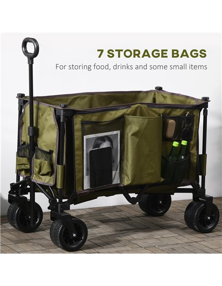 Outsunny Collapsible Garden Trolley, Folding Camping Cart, Outdoor Utility Wagon with Steel Frame, Green 845-848V00DG - pic 98163 | FastDaddyshop