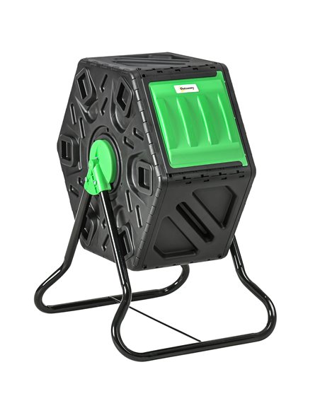 Outsunny 65L Garden Compost Bin, Single Chamber Rotating Composter, Compost Maker with 48 Ventilation Openings and Steel Legs 84 - pic 98174 | FastDaddyshop