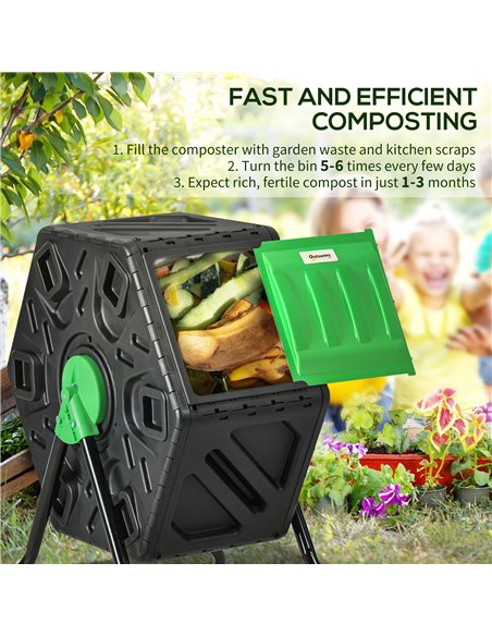 Outsunny 65L Garden Compost Bin, Single Chamber Rotating Composter, Compost Maker with 48 Ventilation Openings and Steel Legs 84 - pic 98177 | FastDaddyshop