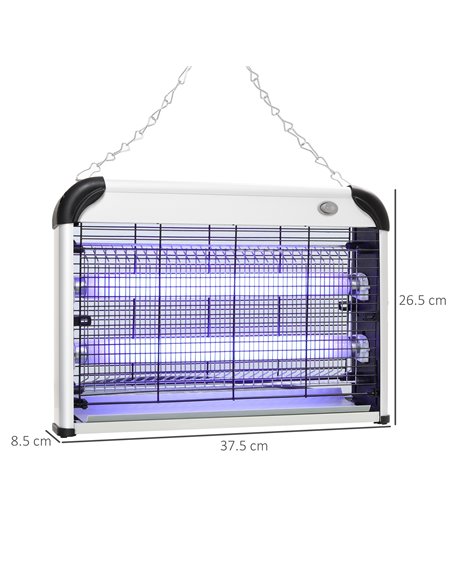 Outsunny Wall Hanging 20W Electric Insect Killer, Fly & Mosquito Zapper, Bug Zapper, Silver 849-010V70SR - pic 98185 | FastDaddyshop