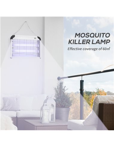 Outsunny Wall Hanging 20W Electric Insect Killer, Fly & Mosquito Zapper, Bug Zapper, Silver 849-010V70SR