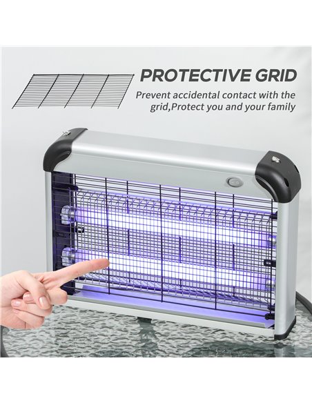 Outsunny Wall Hanging 20W Electric Insect Killer, Fly & Mosquito Zapper, Bug Zapper, Silver 849-010V70SR - pic 98189 | FastDaddyshop