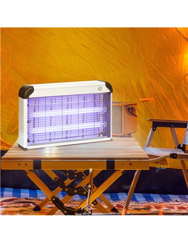 Outsunny Electric Insect Killer, 30W, Free Standing or Wall Hanging, Fly Mosquito Zapper, 60m2 Coverage, Silver 849-012V70SR