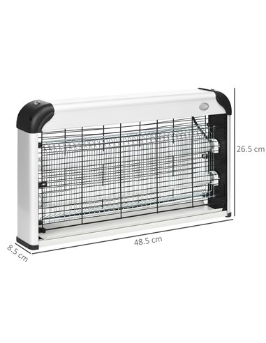Outsunny Electric Insect Killer, 30W, Free Standing or Wall Hanging, Fly Mosquito Zapper, 60m2 Coverage, Silver 849-012V70SR
