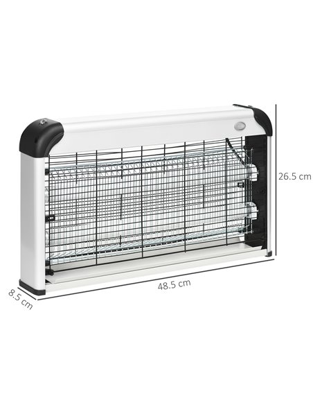 Outsunny Electric Insect Killer, 30W, Free Standing or Wall Hanging, Fly Mosquito Zapper, 60m2 Coverage, Silver 849-012V70SR - pic 98194 | FastDaddyshop