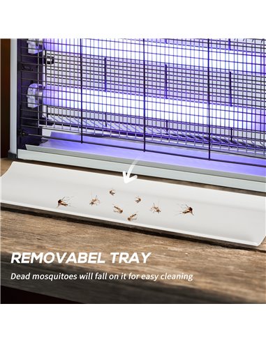 Outsunny Electric Insect Killer, 30W, Free Standing or Wall Hanging, Fly Mosquito Zapper, 60m2 Coverage, Silver 849-012V70SR