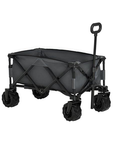 Outsunny Festival Trolley Garden Cart Folding Metal Frame, 93L x 49W x 30Hcm, 70Kg, for Outdoor Trips, Garden, Festival, Dark Gr - pic 98201 | FastDaddyshop