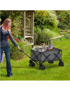 Outsunny Festival Trolley Garden Cart Folding Metal Frame, 93L x 49W x 30Hcm, 70Kg, for Outdoor Trips, Garden, Festival, Dark Gr 2