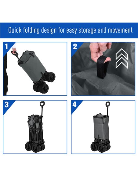 Outsunny Festival Trolley Garden Cart Folding Metal Frame, 93L x 49W x 30Hcm, 70Kg, for Outdoor Trips, Garden, Festival, Dark Gr - pic 98206 | FastDaddyshop