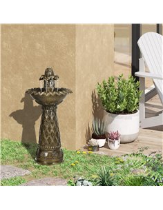 Outsunny 2-Tier Outdoor Waterfall Fountain, Freestanding Self-Contained Cascading Water Feature Garden Landscape with Electric P 2