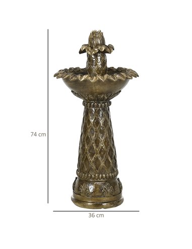 Outsunny 2-Tier Outdoor Waterfall Fountain, Freestanding Self-Contained Cascading Water Feature Garden Landscape with Electric P
