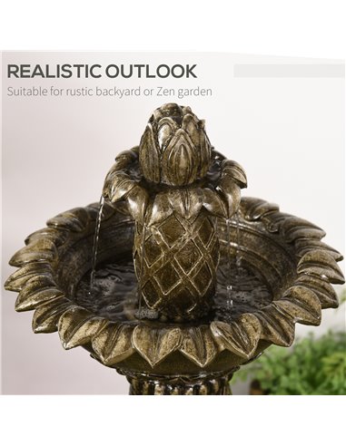 Outsunny 2-Tier Outdoor Waterfall Fountain, Freestanding Self-Contained Cascading Water Feature Garden Landscape with Electric P