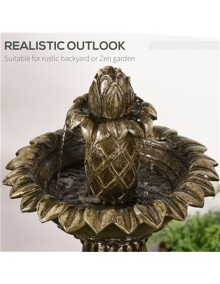 Outsunny 2-Tier Outdoor Waterfall Fountain, Freestanding Self-Contained Cascading Water Feature Garden Landscape with Electric P - pic 98232 | FastDaddyshop