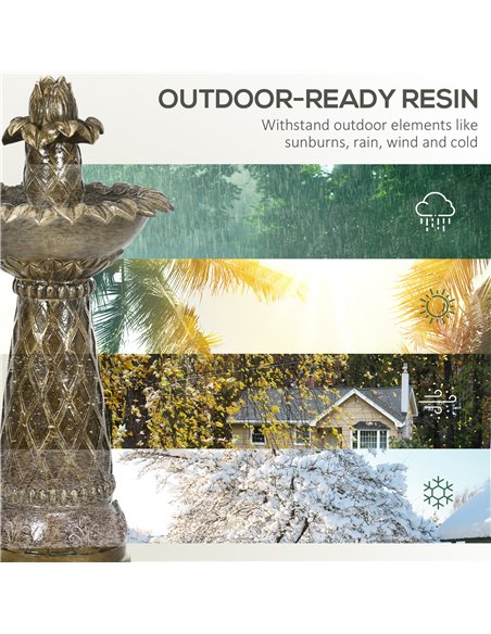 Outsunny 2-Tier Outdoor Waterfall Fountain, Freestanding Self-Contained Cascading Water Feature Garden Landscape with Electric P - pic 98233 | FastDaddyshop