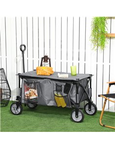Outsunny Garden Trolley, Cargo Traile on Wheels, Folding Collapsible Camping Trolley, Outdoor Utility Wagon, Dark Grey 845-853V0 2