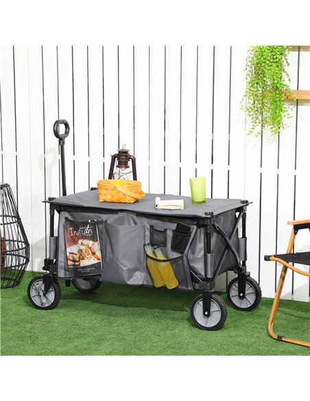 Outsunny Garden Trolley, Cargo Traile on Wheels, Folding Collapsible Camping Trolley, Outdoor Utility Wagon, Dark Grey 845-853V0 - pic 98265 | FastDaddyshop