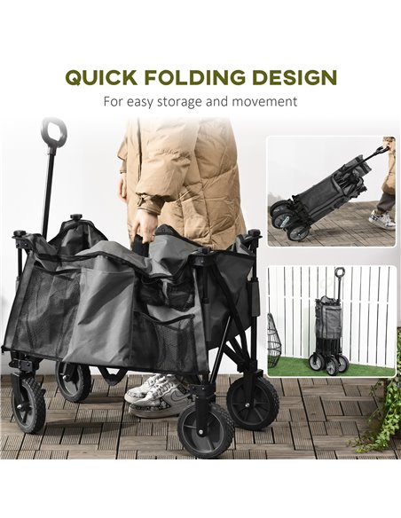 Outsunny Garden Trolley, Cargo Traile on Wheels, Folding Collapsible Camping Trolley, Outdoor Utility Wagon, Dark Grey 845-853V0 - pic 98267 | FastDaddyshop
