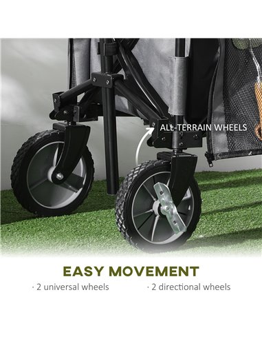 Outsunny Garden Trolley, Cargo Traile on Wheels, Folding Collapsible Camping Trolley, Outdoor Utility Wagon, Dark Grey 845-853V0