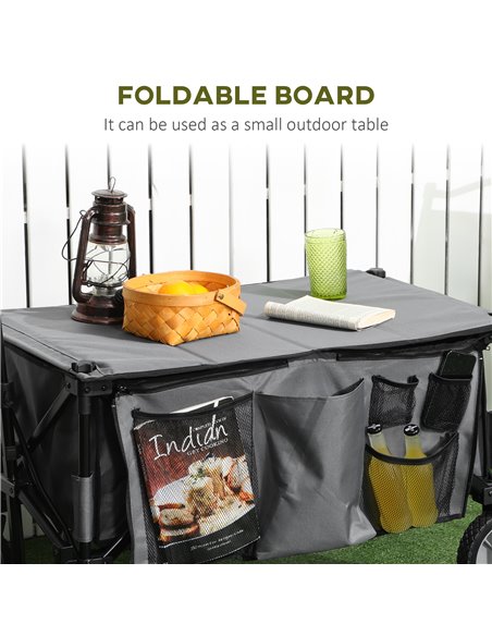 Outsunny Garden Trolley, Cargo Traile on Wheels, Folding Collapsible Camping Trolley, Outdoor Utility Wagon, Dark Grey 845-853V0 - pic 98269 | FastDaddyshop