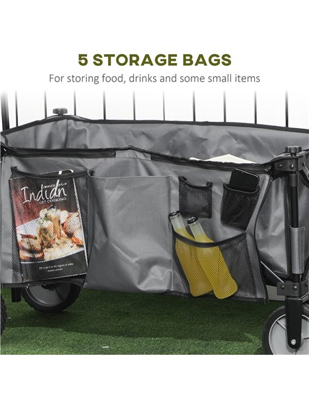 Outsunny Garden Trolley, Cargo Traile on Wheels, Folding Collapsible Camping Trolley, Outdoor Utility Wagon, Dark Grey 845-853V0 - pic 98270 | FastDaddyshop