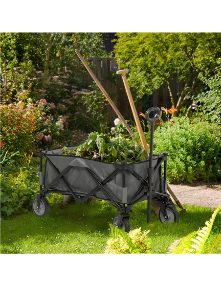Outsunny Garden Trolley, Cargo Traile on Wheels, Folding Collapsible Camping Trolley, Outdoor Utility Wagon, Dark Grey 845-853V0 - pic 98272 | FastDaddyshop