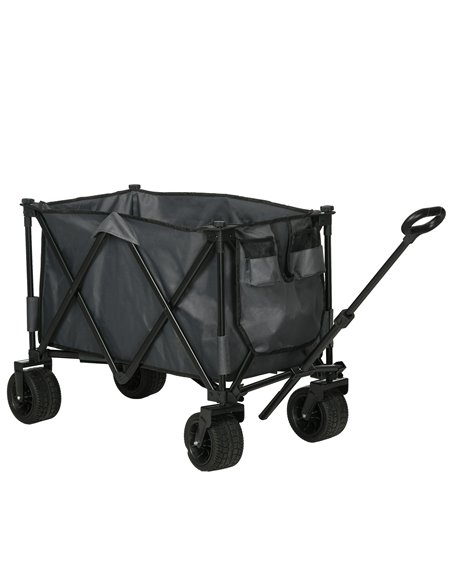 Outsunny Collapsible Outdoor Utility Wagon, Folding Garden Trolley Cart for Camping, Dark Grey 845-848V00CG - pic 98273 | FastDaddyshop