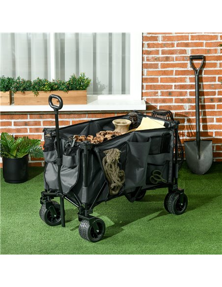 Outsunny Collapsible Outdoor Utility Wagon, Folding Garden Trolley Cart for Camping, Dark Grey 845-848V00CG - pic 98274 | FastDaddyshop