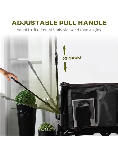 Outsunny Collapsible Outdoor Utility Wagon, Folding Garden Trolley Cart for Camping, Dark Grey 845-848V00CG