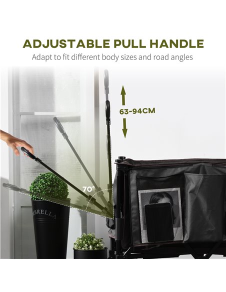 Outsunny Collapsible Outdoor Utility Wagon, Folding Garden Trolley Cart for Camping, Dark Grey 845-848V00CG - pic 98276 | FastDaddyshop