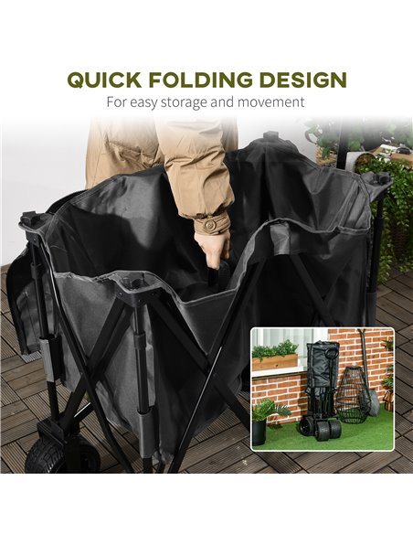 Outsunny Collapsible Outdoor Utility Wagon, Folding Garden Trolley Cart for Camping, Dark Grey 845-848V00CG - pic 98277 | FastDaddyshop